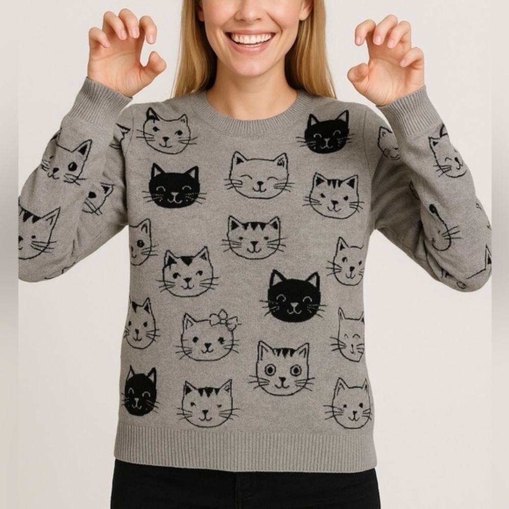 NEW Anthropologie Calligraphie Kitty Sweater Size Large